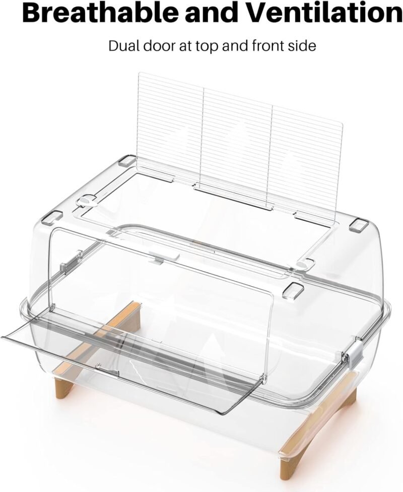 This hamster cage features two opening methods